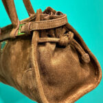 Prada Medium Suede Handbag 1BA426 Coffee